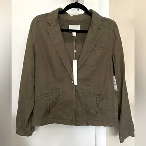 NWT Caslon Army Green Linen Jacket Size Small